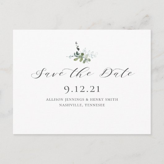 Eucalyptus Greenery Wedding Save the Date Aankondigingskaart (Voorkant)