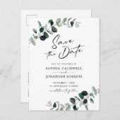 Eucalyptus Greenery Wedding Save the Date Aankondigingskaart (Voorkant / Achterkant)