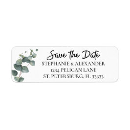 Eucalyptus Greenery Wedding Save the Date Etiket