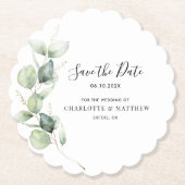 Eucalyptus Greenery Wedding Save the Date Kartonnen Onderzetters (Voorkant)