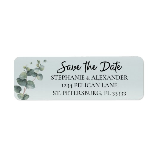 Eucalyptus Greenery Wedding Save the Date Label (Voorkant)