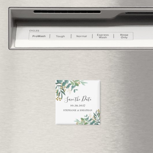 Eucalyptus Greenery Wedding Save the Date Magneet (Insitu (Vaatwasser))