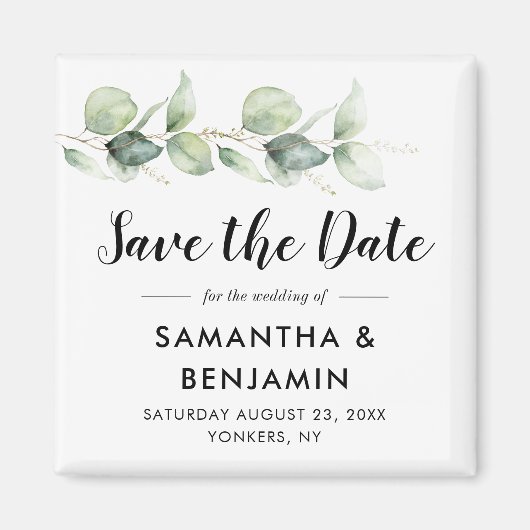 Eucalyptus Greenery Wedding Save the Date Magneet (Voorkant)