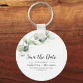 Eucalyptus Greenery Wedding Save the Date Sleutelhanger (Voorkant)