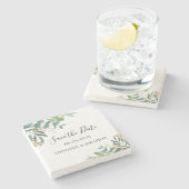 Eucalyptus Greenery Wedding Save the Date Stenen Onderzetter (Zijkant)