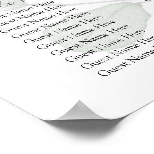 Eucalyptus Greenery Wedding Seding Chart Poster (Hoek)