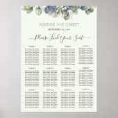 Eucalyptus Greenery Wedding Seding Chart Poster (Voorkant)