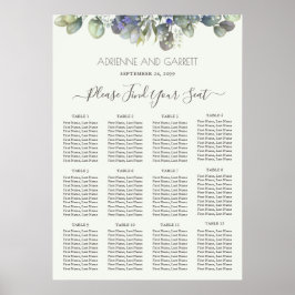 Eucalyptus Greenery Wedding Seding Chart Poster