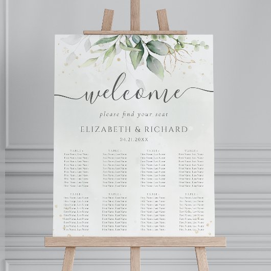 Eucalyptus Greenery Wedding Seding Chart Poster