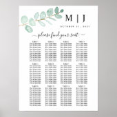 Eucalyptus Greenery Wedding Seding Chart Poster (Voorkant)