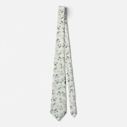 Eucalyptus Greenery Wedding Silver Sage Green Stropdas (Voorkant)