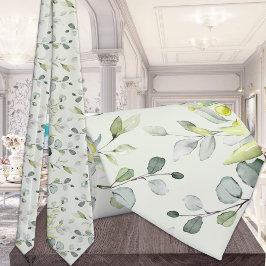 Eucalyptus Greenery Wedding Silver Sage Green Stropdas