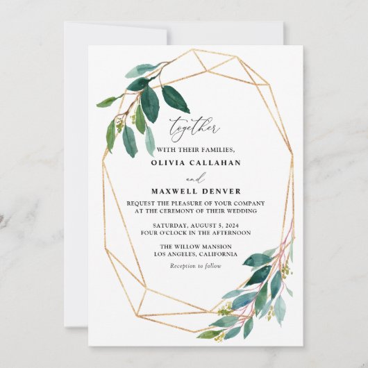 Eucalyptus Greenery Wedding Sjabloon Kaart (Voorkant)