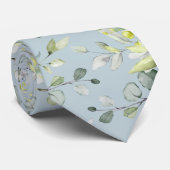Eucalyptus Greenery Wedding Sky Blue Stropdas (Opgerold)