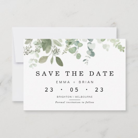 Eucalyptus Greenery Wedding Sla de datum Kaart (Voorkant)