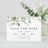 Eucalyptus Greenery Wedding Sla de datum Kaart (Staand voorkant)