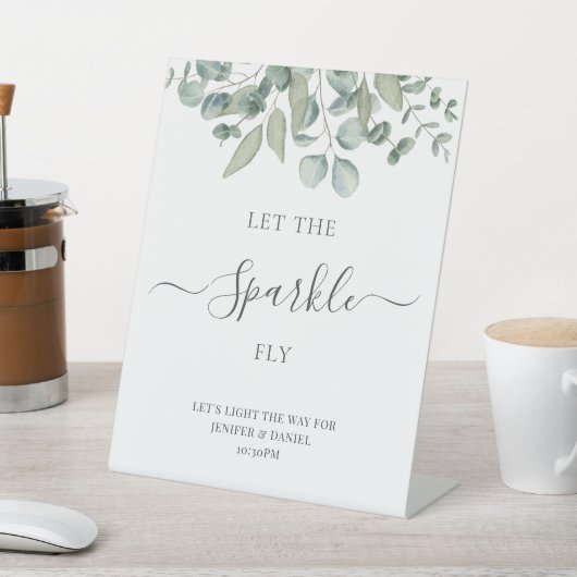 Eucalyptus Greenery Wedding Sparkle Sign Reclamebord Met Voetstuk (Insitu)