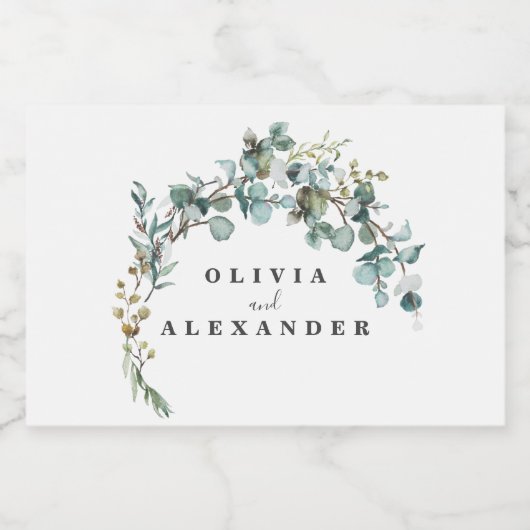 Eucalyptus Greenery Wedding Sparkling Wijnetiket (Enkel label)