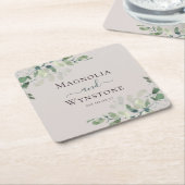 Eucalyptus Greenery Wedding Square Kartonnen Onderzetters (Schuin)