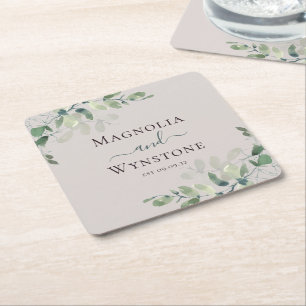 Eucalyptus Greenery Wedding Square Kartonnen Onderzetters