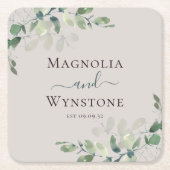 Eucalyptus Greenery Wedding Square Kartonnen Onderzetters (Voorkant)