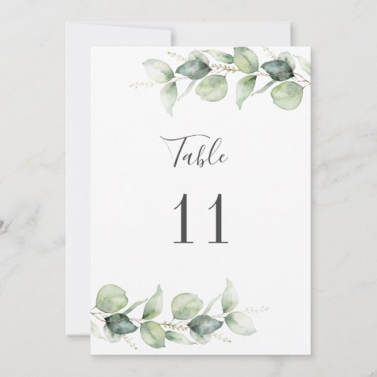 Eucalyptus Greenery Wedding Table Number (Achterkant)