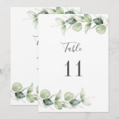 Eucalyptus Greenery Wedding Table Number (Voorkant / Achterkant)