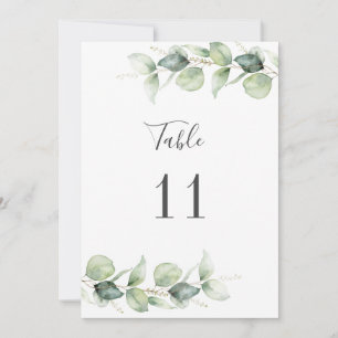 Eucalyptus Greenery Wedding Table Number