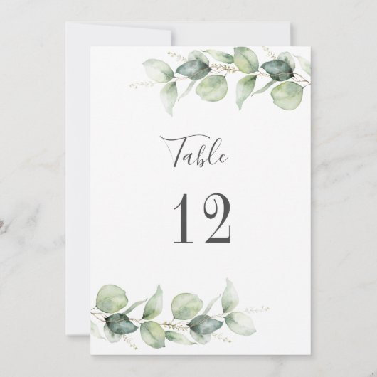 Eucalyptus Greenery Wedding Table Number (Achterkant)