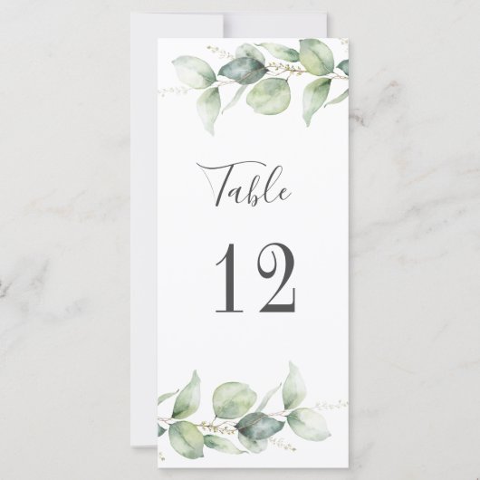 Eucalyptus Greenery Wedding Table Number (Voorkant)