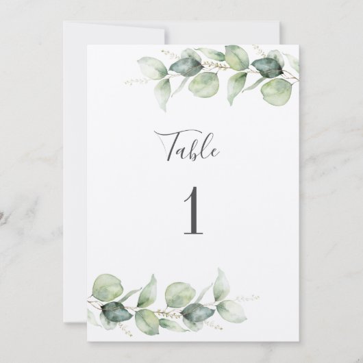Eucalyptus Greenery Wedding Table Number 1 (Voorkant)
