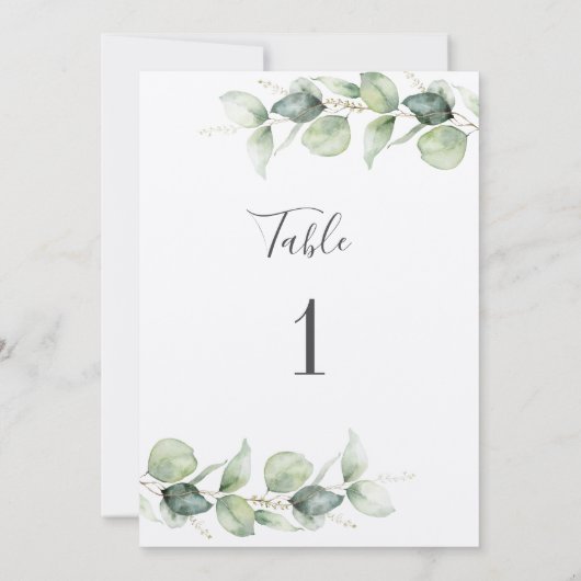 Eucalyptus Greenery Wedding Table Number 1 (Achterkant)