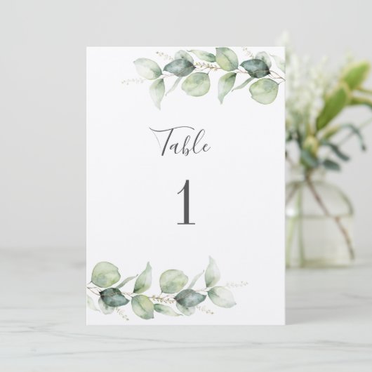 Eucalyptus Greenery Wedding Table Number 1 (Staand voorkant)