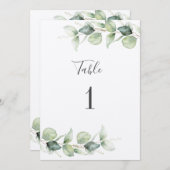 Eucalyptus Greenery Wedding Table Number 1 (Voorkant / Achterkant)