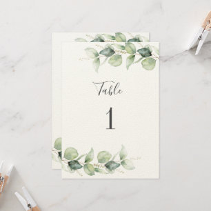 Eucalyptus Greenery Wedding Table Number 1