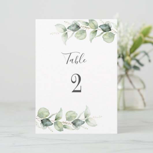 Eucalyptus Greenery Wedding Table Number 2 (Staand voorkant)
