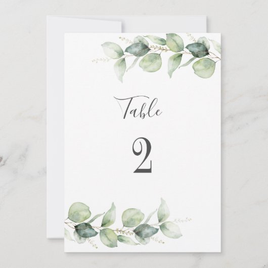 Eucalyptus Greenery Wedding Table Number 2 (Achterkant)