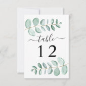 Eucalyptus Greenery Wedding Table Number Kaart (Voorkant)