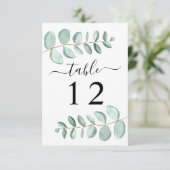 Eucalyptus Greenery Wedding Table Number Kaart (Staand voorkant)