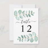 Eucalyptus Greenery Wedding Table Number Kaart (Achterkant)