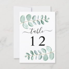 Eucalyptus Greenery Wedding Table Number Kaart