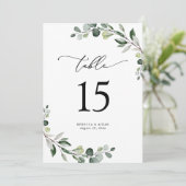 Eucalyptus Greenery Wedding Table Number Kaarten (Staand voorkant)