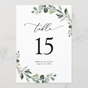 Eucalyptus Greenery Wedding Table Number Kaarten