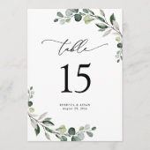 Eucalyptus Greenery Wedding Table Number Kaarten (Voorkant)