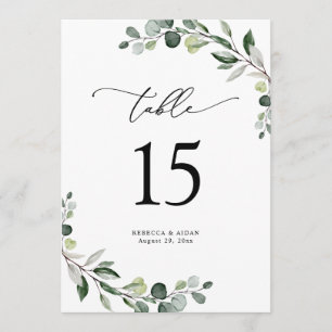 Eucalyptus Greenery Wedding Table Number Kaarten