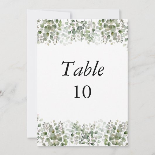 Eucalyptus Greenery Wedding Table Number Kaarten (Achterkant)