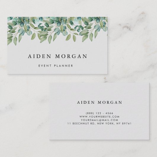 eucalyptus greenery wedding visitekaartje (Voorkant / Achterkant)