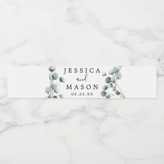 Eucalyptus Greenery Wedding Water bottle Labels Waterfles Etiket (Enkel label)