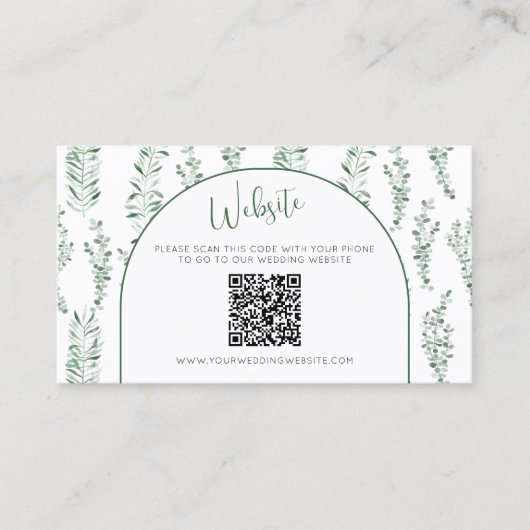 Eucalyptus Greenery Wedding Website QR Code Kaart Visitekaartje (Voorkant)