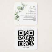 Eucalyptus Greenery Wedding Website QR Code RSVP Vierkante Visitekaartjes (Voorkant /achterkant)